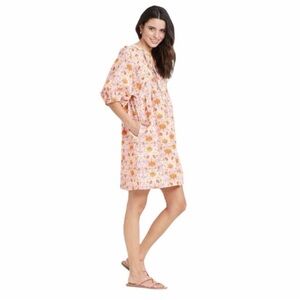 Universal Thread Pink and Orange Floral Dress with Pockets